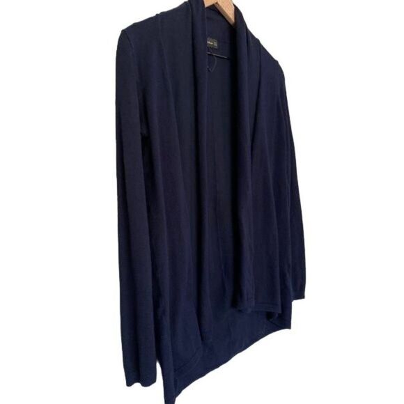 Zara Small Navy Cardigan Open Front Flyaway Sweater - Picture 2 of 9